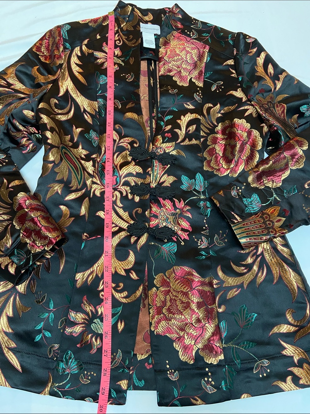 Soft Surroundings Moon Dynasty Black Satin Brocade Jacket Regencycore Baroque - Picture 7 of 10